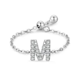 Letter Chain Ring Female Fashion Niche Design Love Thin Ring Jewelry (style: M)