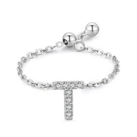 Letter Chain Ring Female Fashion Niche Design Love Thin Ring Jewelry (style: T)