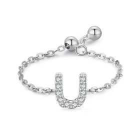 Letter Chain Ring Female Fashion Niche Design Love Thin Ring Jewelry (style: U)