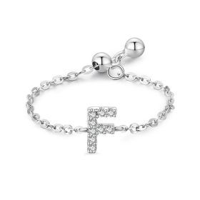 Letter Chain Ring Female Fashion Niche Design Love Thin Ring Jewelry (style: F)