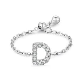 Letter Chain Ring Female Fashion Niche Design Love Thin Ring Jewelry (style: D)