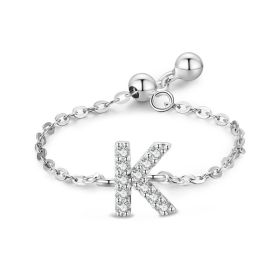 Letter Chain Ring Female Fashion Niche Design Love Thin Ring Jewelry (style: K)