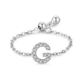 Letter Chain Ring Female Fashion Niche Design Love Thin Ring Jewelry (style: G)