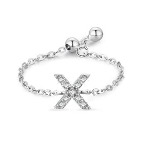 Letter Chain Ring Female Fashion Niche Design Love Thin Ring Jewelry (style: X)