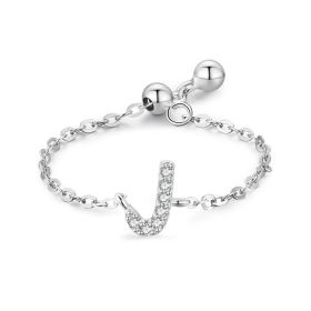 Letter Chain Ring Female Fashion Niche Design Love Thin Ring Jewelry (style: J)