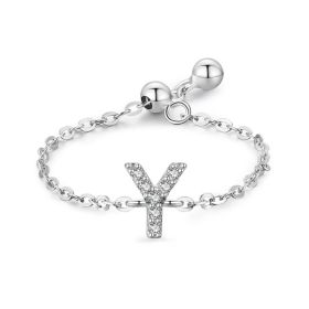 Letter Chain Ring Female Fashion Niche Design Love Thin Ring Jewelry (style: Y)