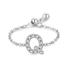 Letter Chain Ring Female Fashion Niche Design Love Thin Ring Jewelry (style: Q)