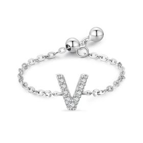 Letter Chain Ring Female Fashion Niche Design Love Thin Ring Jewelry (style: V)