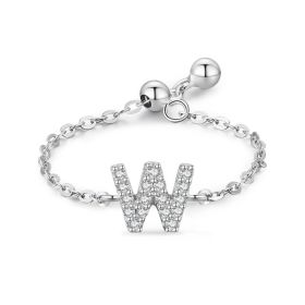 Letter Chain Ring Female Fashion Niche Design Love Thin Ring Jewelry (style: W)