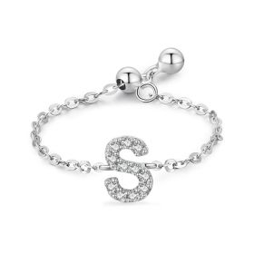 Letter Chain Ring Female Fashion Niche Design Love Thin Ring Jewelry (style: S)