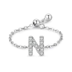 Letter Chain Ring Female Fashion Niche Design Love Thin Ring Jewelry (style: N)
