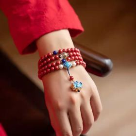 Women's Vermilion Hand String Purple Gold Sand Jewelry Buddhist Beads Bracelet (style: 2 Style)