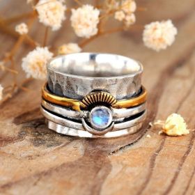 Ladies Versatile Ring Alloy Set Sapphire Jewelry (Color: Silver, size: Number9)