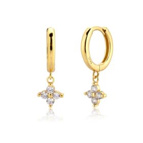 Sterling Silver Stone Rose Red White Stone Earrings Jewelry (style: 6 Style)