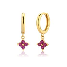Sterling Silver Stone Rose Red White Stone Earrings Jewelry (style: 3 Style)