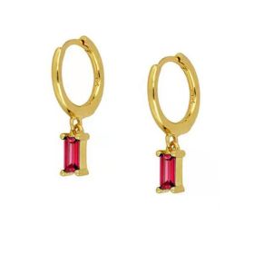 Sterling Silver Stone Rose Red White Stone Earrings Jewelry (style: 7 Style)