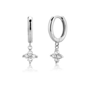 Sterling Silver Stone Rose Red White Stone Earrings Jewelry (style: 1 Style)