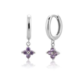 Sterling Silver Stone Rose Red White Stone Earrings Jewelry (style: 2 Style)