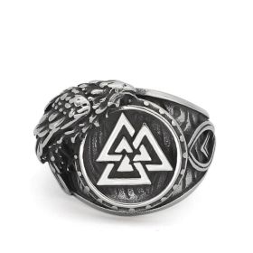 Jewelry Stainless Steel Titanium Steel Norwegian Viking Ring (Color: Silver, size: Number13)