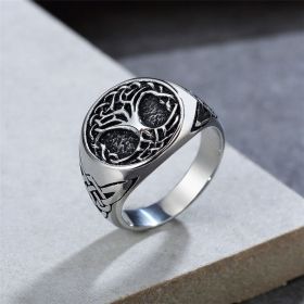 Jewelry Viking Tree Of Life Men's Personality Ring (Color: Silver, size: number 12)