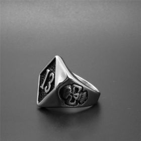 Jewelry Titanium Steel Ring Retro Trendy Male Ghost Head (Color: Silver, size: number 9)