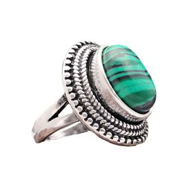 Jewelry Inlaid Watermelon Green Malachite Ring (Color: Green malachite, size: number7)