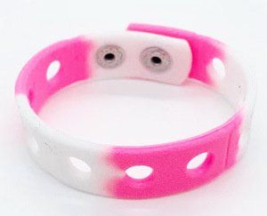 Fashion Silicone Hole Bracelet Jewelry (Color: Pink White)