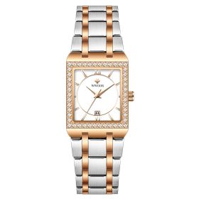 Grip Love Belt Diamond Waterproof Square Steel Band Quartz Women's Watch (style: Jianmei white noodles)