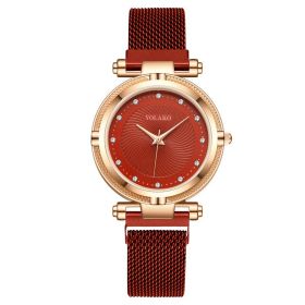 Fashion Diamond Women's Lazy Magnet Wrist Watch (Color: Red)