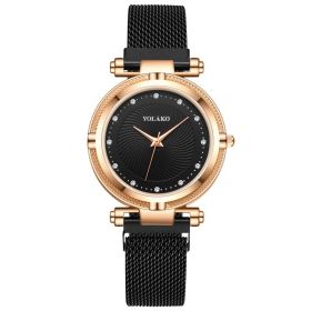 Fashion Diamond Women's Lazy Magnet Wrist Watch (Color: Black)