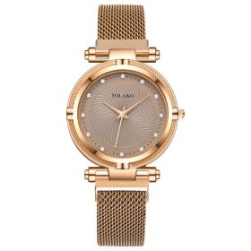 Fashion Diamond Women's Lazy Magnet Wrist Watch (Color: Coffee)