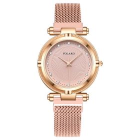 Fashion Diamond Women's Lazy Magnet Wrist Watch (Color: Pink)