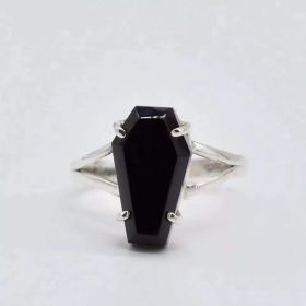 Ring Creative Style Inlaid Black Zirconium Hand Jewelry (Color: Silver, size: Number8)