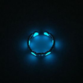 Peach Heart Luminous Love Personality Ring Jewelry (Color: Blue, size: Adjustable)