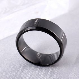 Light Men's Stainless Steel Ring Jewelry (Color: 8mm black mirror light, size: No.12)