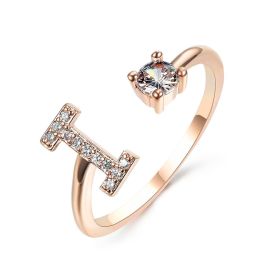 New Design Adjustable 26 Initial Letter Ring Fashion Jewelry For Women Simple Elegant Jewelry (Color: 2pcs Rose gold, style: I)