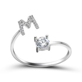 New Design Adjustable 26 Initial Letter Ring Fashion Jewelry For Women Simple Elegant Jewelry (Color: 2pcs Silver, style: M)