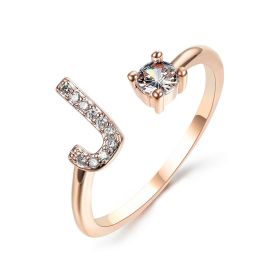 New Design Adjustable 26 Initial Letter Ring Fashion Jewelry For Women Simple Elegant Jewelry (Color: 2pcs Rose gold, style: J)