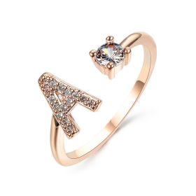 New Design Adjustable 26 Initial Letter Ring Fashion Jewelry For Women Simple Elegant Jewelry (Color: 2pcs Rose gold, style: A)
