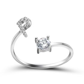 New Design Adjustable 26 Initial Letter Ring Fashion Jewelry For Women Simple Elegant Jewelry (Color: 2pcs Silver, style: P)