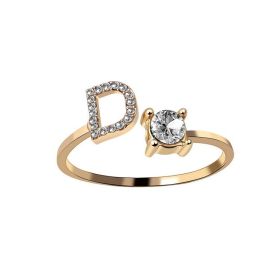 New Design Adjustable 26 Initial Letter Ring Fashion Jewelry For Women Simple Elegant Jewelry (Color: 2pcs Gold, style: D)