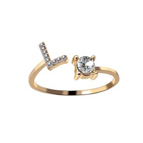 New Design Adjustable 26 Initial Letter Ring Fashion Jewelry For Women Simple Elegant Jewelry (Color: 2pcs Gold, style: L)