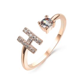 New Design Adjustable 26 Initial Letter Ring Fashion Jewelry For Women Simple Elegant Jewelry (Color: 2pcs Rose gold, style: H)