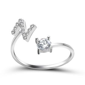 New Design Adjustable 26 Initial Letter Ring Fashion Jewelry For Women Simple Elegant Jewelry (Color: 2pcs Silver, style: Z)