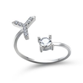 New Design Adjustable 26 Initial Letter Ring Fashion Jewelry For Women Simple Elegant Jewelry (Color: 2pcs Silver, style: Y)