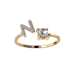 New Design Adjustable 26 Initial Letter Ring Fashion Jewelry For Women Simple Elegant Jewelry (Color: 2pcs Gold, style: N)