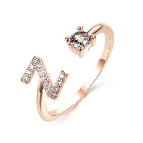 New Design Adjustable 26 Initial Letter Ring Fashion Jewelry For Women Simple Elegant Jewelry (Color: 2pcs Rose gold, style: Z)