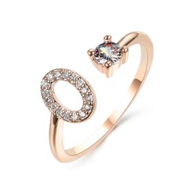 New Design Adjustable 26 Initial Letter Ring Fashion Jewelry For Women Simple Elegant Jewelry (Color: 2pcs Rose gold, style: O)
