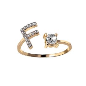New Design Adjustable 26 Initial Letter Ring Fashion Jewelry For Women Simple Elegant Jewelry (Color: 2pcs Gold, style: F)