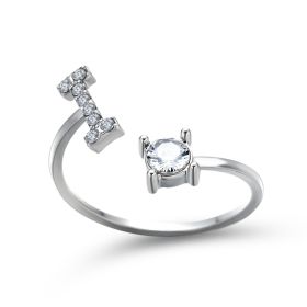 New Design Adjustable 26 Initial Letter Ring Fashion Jewelry For Women Simple Elegant Jewelry (Color: 2pcs Silver, style: I)